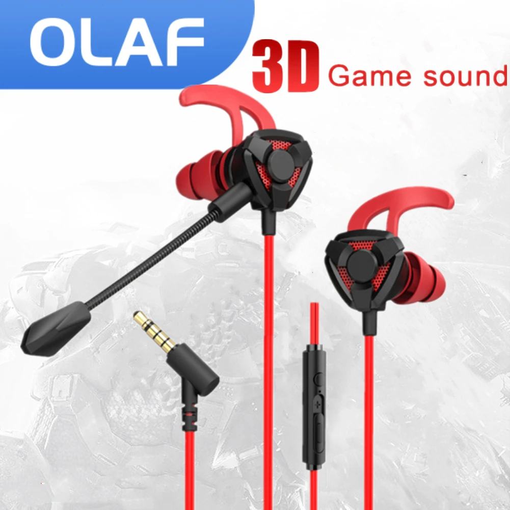 Olaf Headset Gamer Wired Earphones 3.5mm Jack Headphones With Microphone Mic 3D Stereo For Phone PC Laptop In-Ear Gaming Earbuds