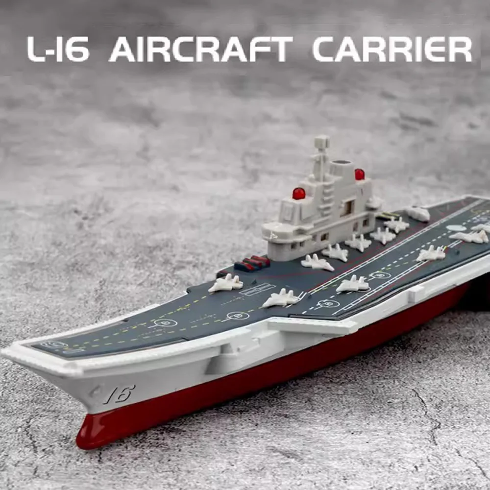 1/2000 China Aircraft Carrier L-16 Liaoning Model Toy Car Diecast Metal Sound Light Pull Back Simulation Fighter Models for Kids