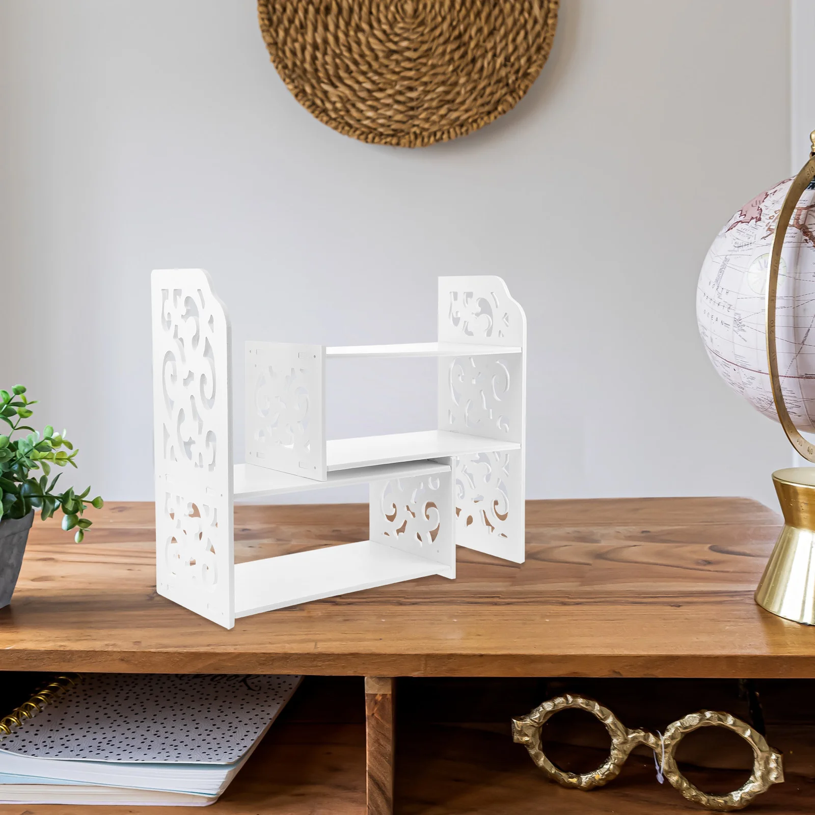 

Adjustable Desk Wooden Bookshelf Office Shelves Desktop Organizer Storage Rack for Student Dormitory Desktop Bookshelf