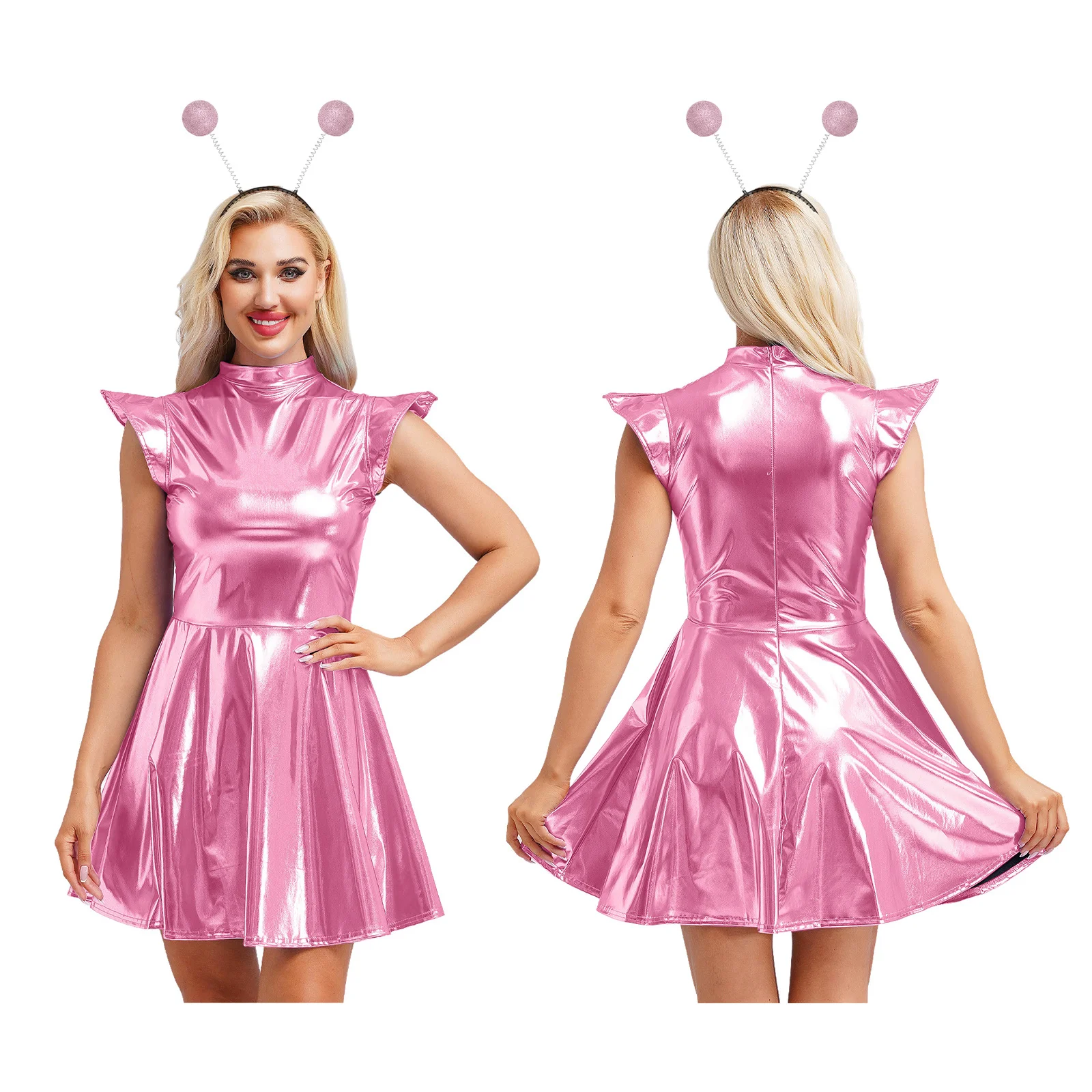 

Women Party Raves Alien Role Play Dress Antennas Ball Headwear for Themed Parties Halloween Alien Robot Performance Uniforms