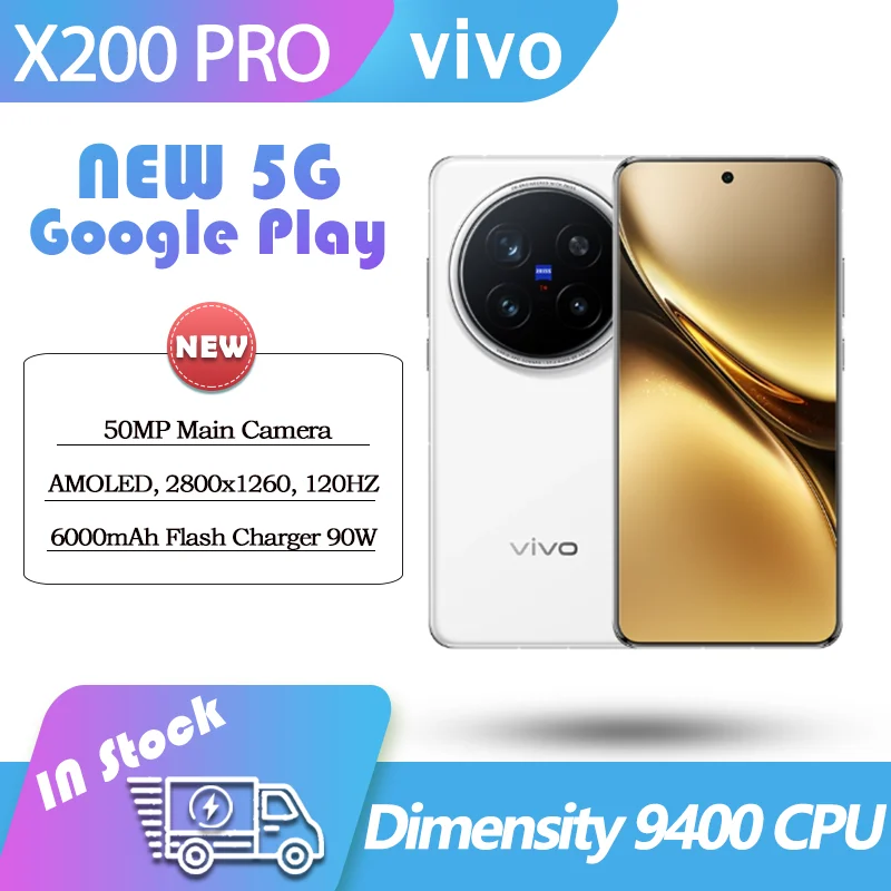 NEW VIVO X200 PRO 5G Dimensity 9400 CPU 6.78inches AMOLED 120HZ 6000MAH 90W Flash Charg OTA NFC 50MP GOOGLE PLAY OriginOS15