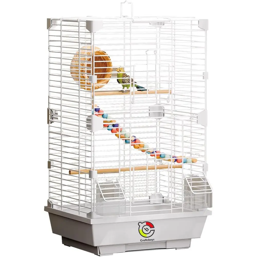 

Большая клетка для попугаев 24.8 с лестницей, горизонтальной перекладиной, 2 кормушками и качелями