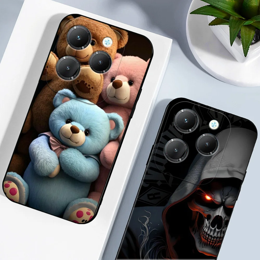 Case For infinix HOT 40 PRO 4G Silicon Phone Cover black tpu case funy skull skeleton lion