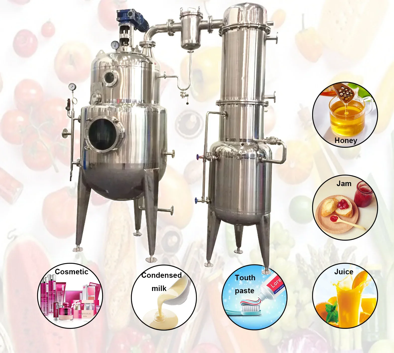 single effect fruit juice vacuum  concentration evaporation machine/single effect evaporator