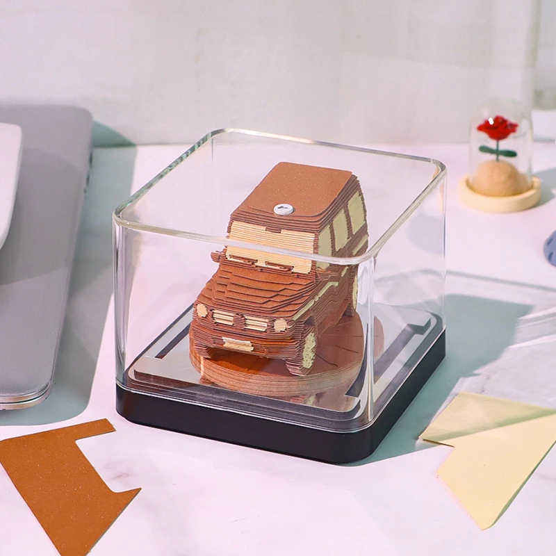 

2025 New Arrival Novelty Gifts 3D Calendar Daily Scratch Notepad Paper Cut 3D Memo Pad With Plastic Base and Acrylic Cover