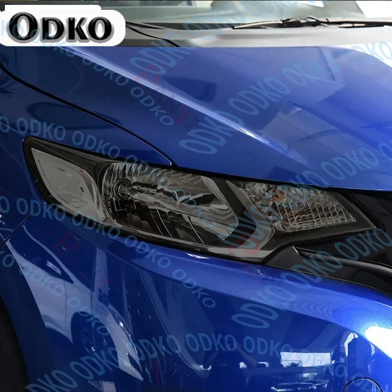 

2 Pcs For Honda Fit GK5 Jazz 2014 2015 2016 2017 2019 Car Headlight Protective Film Transparent Black TPU Protective