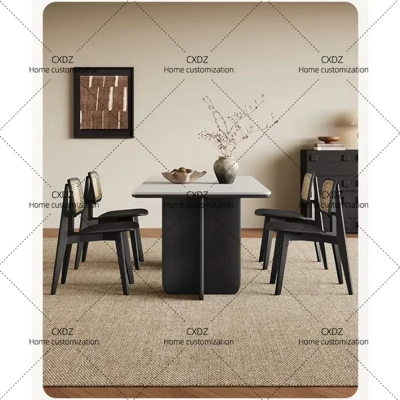 XXCorner Wooden Dining Table Luxury Modern Simpl Rock Rectangular Apartment Living Room  Mesa De Cocina Kitchen Furniture