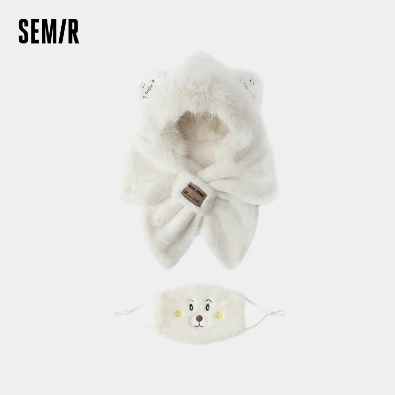 

Semir комплект из шарфа и маски с капюшоном, женский милый дизайн с медведем, плюшевый теплый аксессуар, осень-зима 2021, уютный стиль