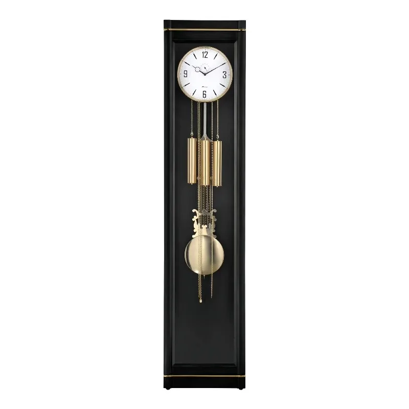 Modern simple eight-tone spring mechanical movement light luxury high-end solid wood floor clock, ornament pendulum clock