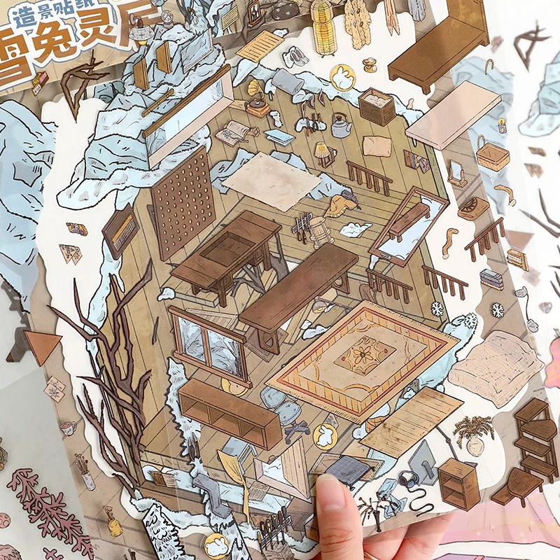 Plus Size 3D Cartoon Castle Town Paesaggio Adesivo Scena Giocattolo fai da te Gioco Adesivo Festival Regalo di compleanno per bambino Bambina