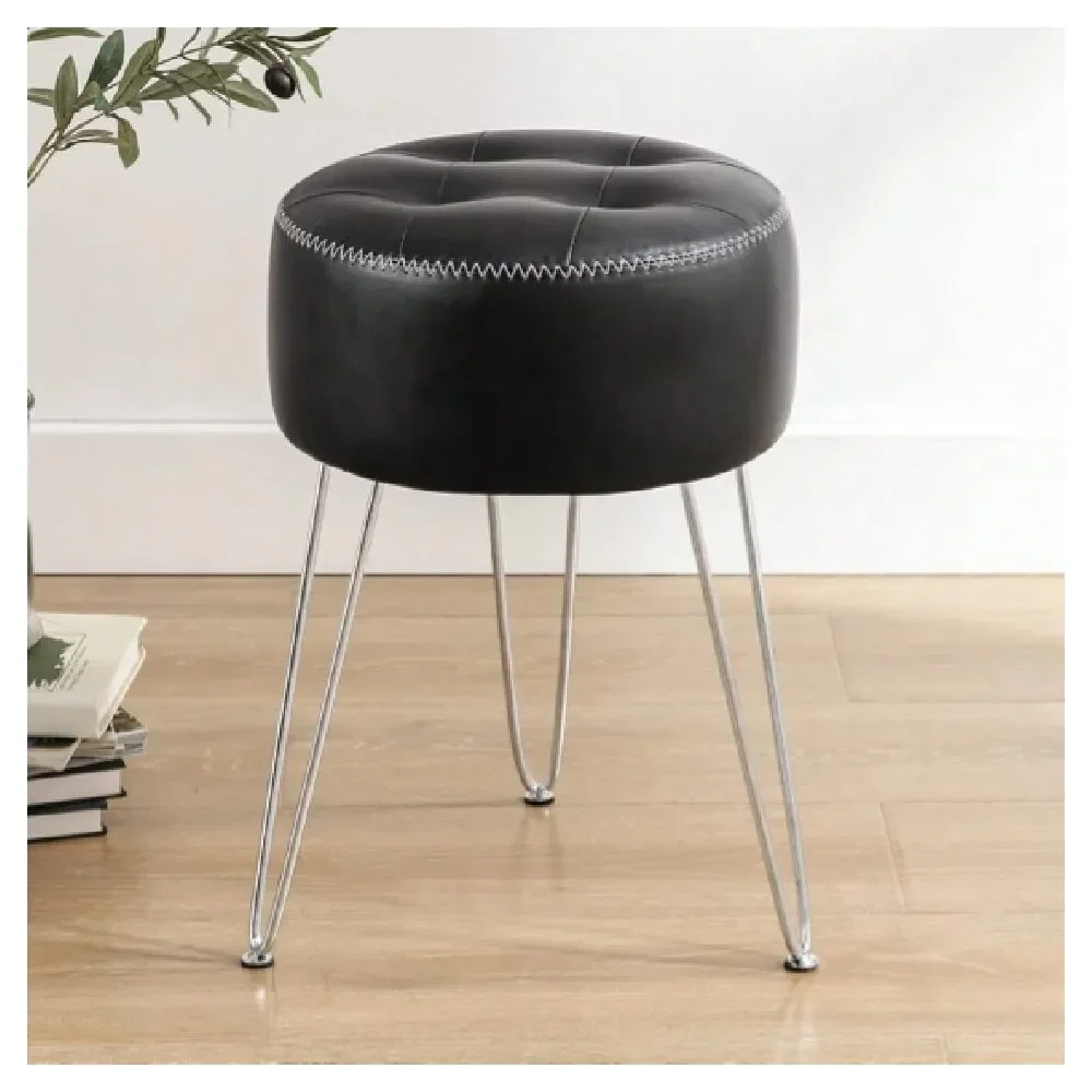 

makeup vanity chair bedroom furniture stool chairLeather Vanity Stool Chair For Room, 19 Height, Tufted Small Chair With Metal L