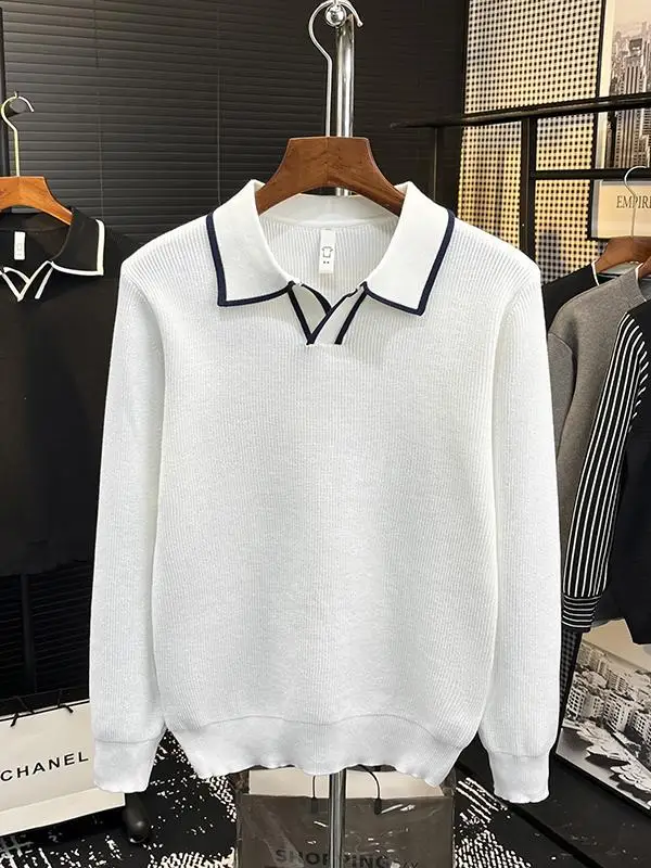 

Мужской вязаный свитер с V-образным вырезом, модный, в стиле колор-блок, повседневный, длинный рукав, зимняя одежда, городской стиль, корейский дизайн