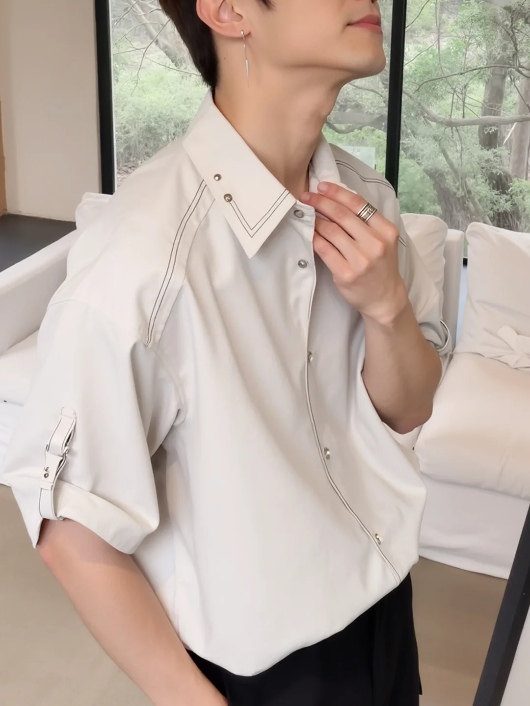 

Новая летняя свободная мужская рубашка с коротким рукавом, однотонная, модная повседневная, бренд Tagkita, молодежная, трендовая, модель M