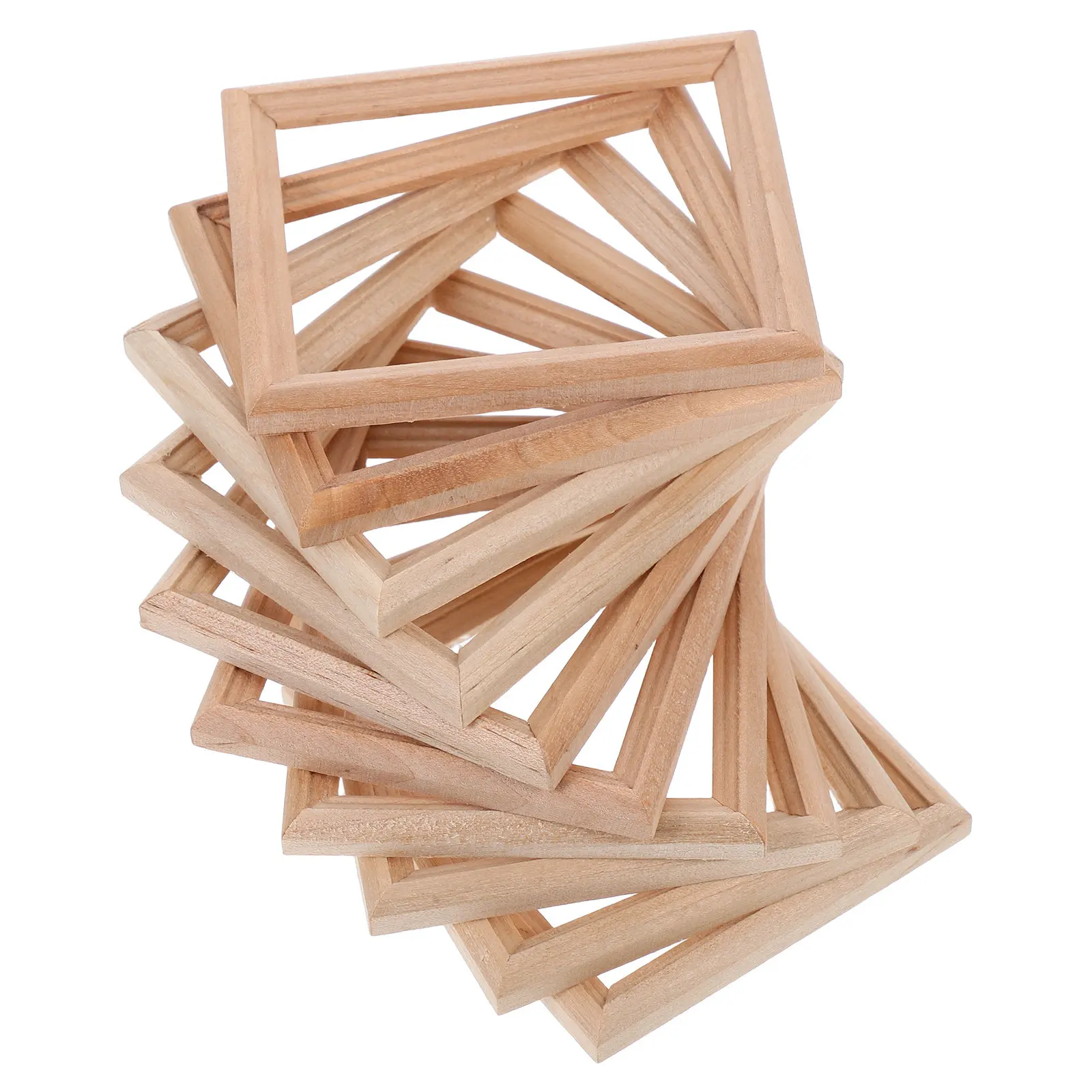 

10Pcs Miniature Wooden Photo Frames Mini House Decoration Natural Eco Friendly Material Micro Landscape Props Exquisite Small