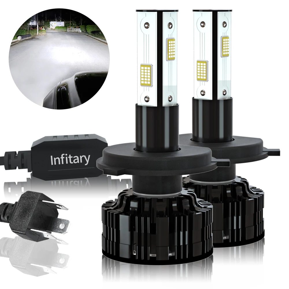 INFITARY H4 LED Auto Headlights Bulbs High/Low Beam Super Bright 6500K Cool White Light for 12V Car Vehicle Conversion Kit