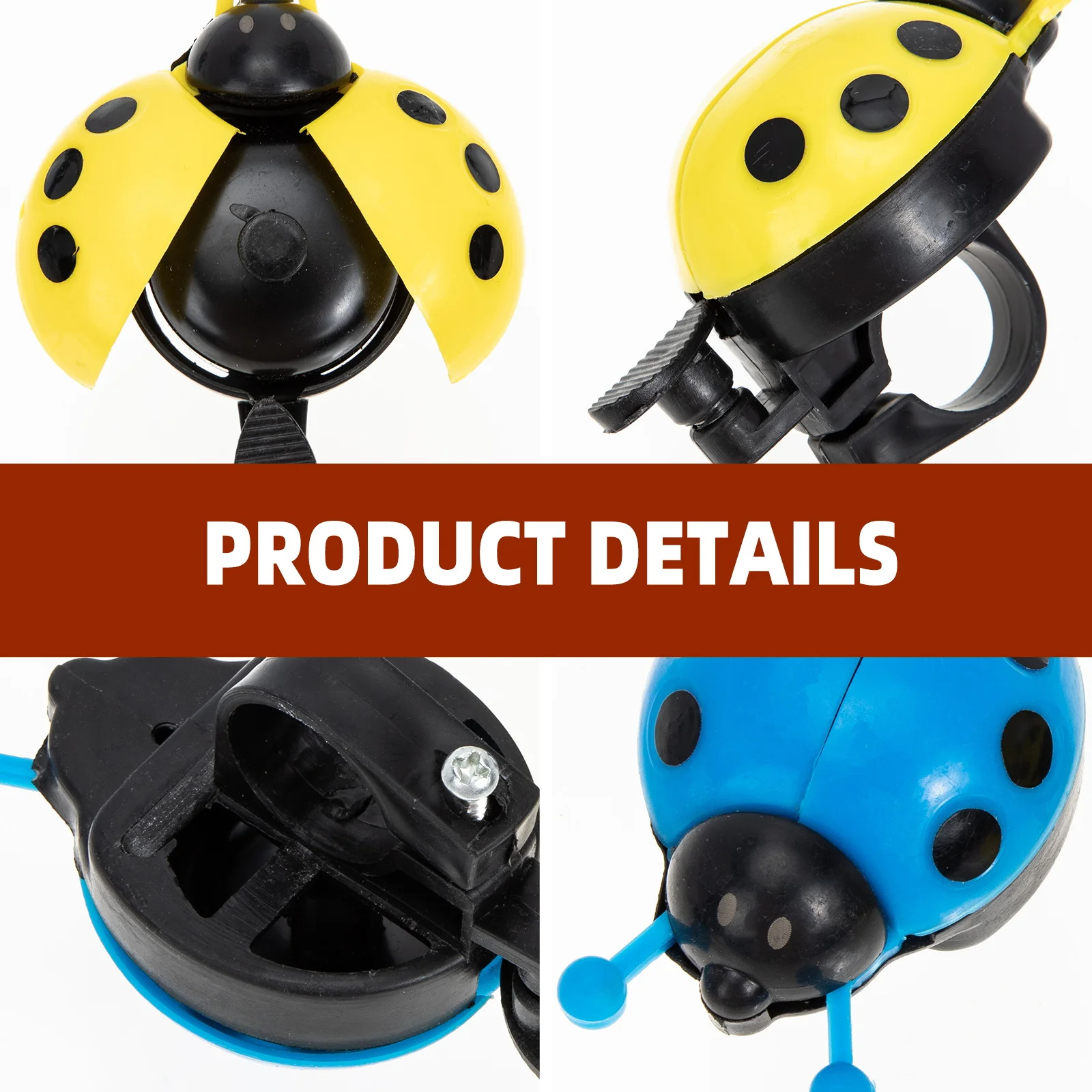 4Pcs Children's Bicycle Bells Stylish Ladybug Look Loud Persistent Chime for Enhanced Safety Bike Accessories for Young Riders
