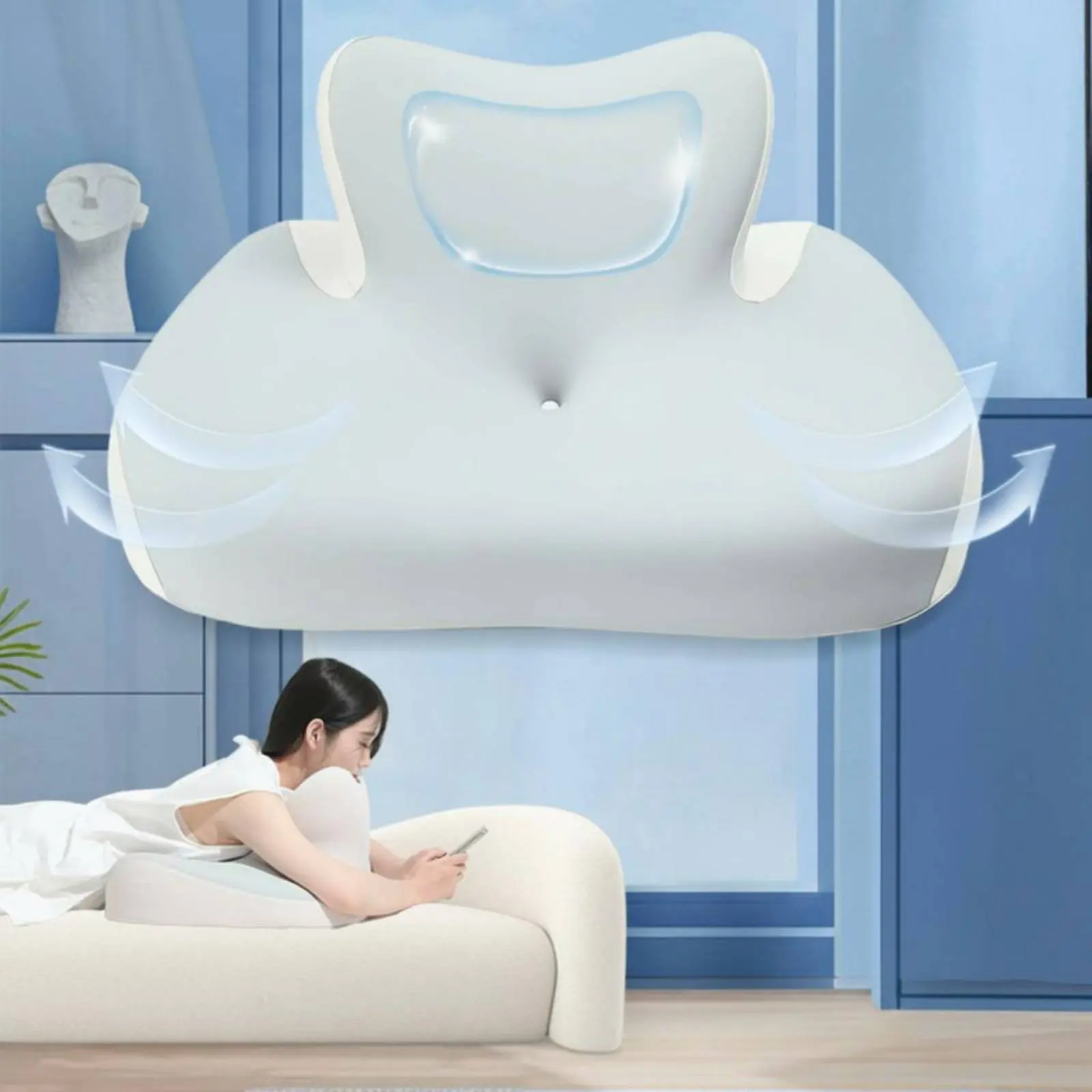 Prone Sleep Pillow Cooling Texture Gaming Rest Pillow Bedding Ergonomic Design Comfort Item Breathable Material