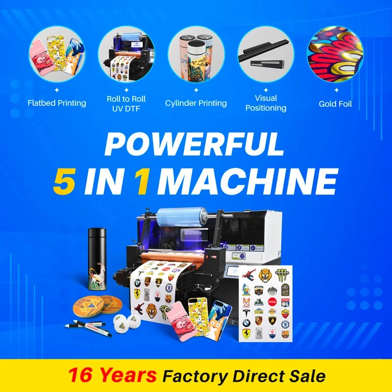 Newest AI Visual Positioning UV DTF Printer A2 A3 For Badge Pen Cup Logo Wrap