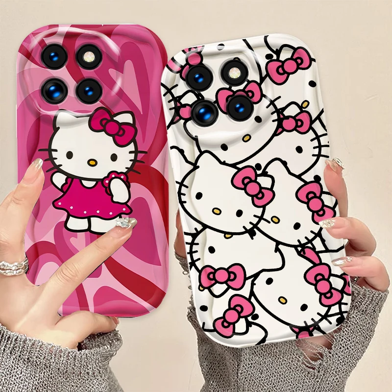 HelloKitty Cute Cartoon For Xiaomi Mi 14 12 12T 11 Lite Poco M6 X6 X5 X4 X3 M3 F4 Pro GT NFC 5G Wave Oil Funda Phone Case