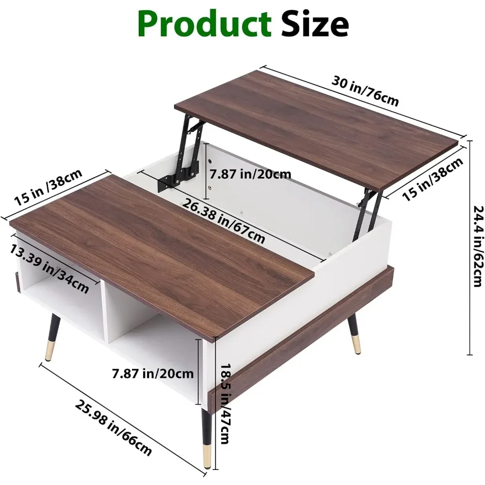 Lift Top Salontafel Vierkante Salontafel Met Opbergplanken (Rustiek Bruin) Eindtafels Bassen Woonkamer Meubels Koffie Kant