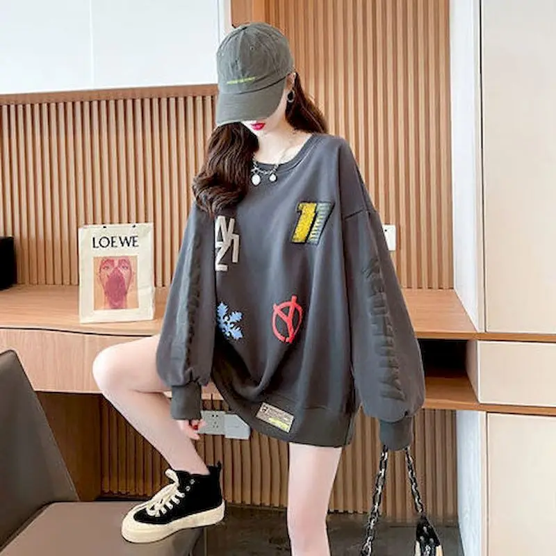 Fashion Fried Street Pullovers Women Plus Velvet Thicken Pullover Trendy Autumn Winter New Korean Style All-match Oversized Tops