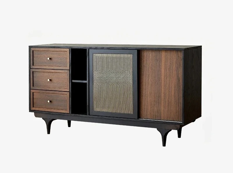 

Solid wood dining side cabinet integrated against the wall, living room storage tea cabinet retro storage medieval side cabinet