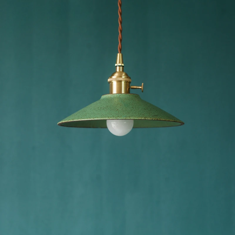 

Japanese Green Ceramic Pendant Light Dining Table Bar Counter Kitchen Bedroom Tea Room Long Line Hanging Lamp Retro Decor Lamp