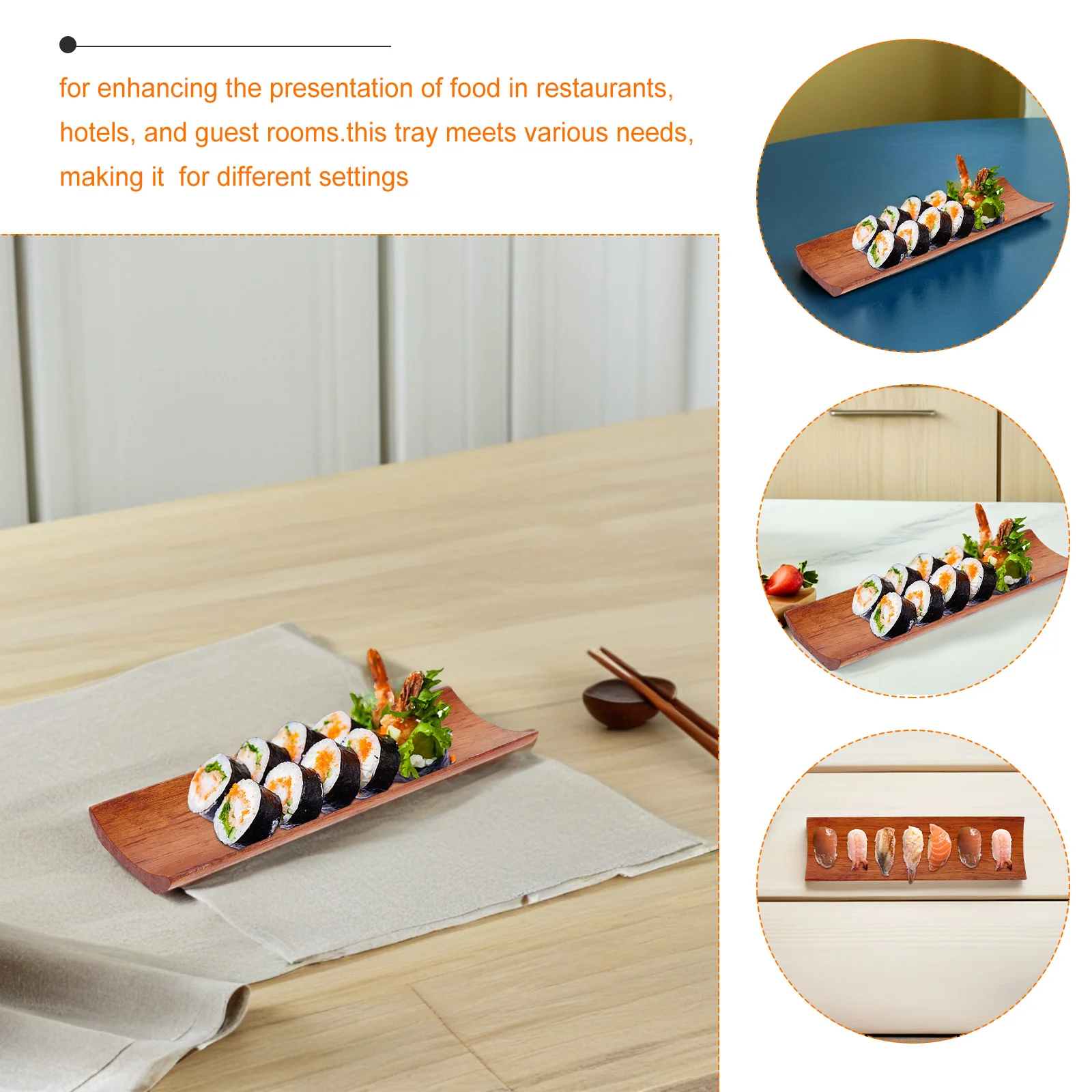 

2Pcs Bamboo Tray Set Japanese Style Wooden Sushi Platter Elegant Serving Dish Lightweight for Restaurants Hotels Snacks Sushi