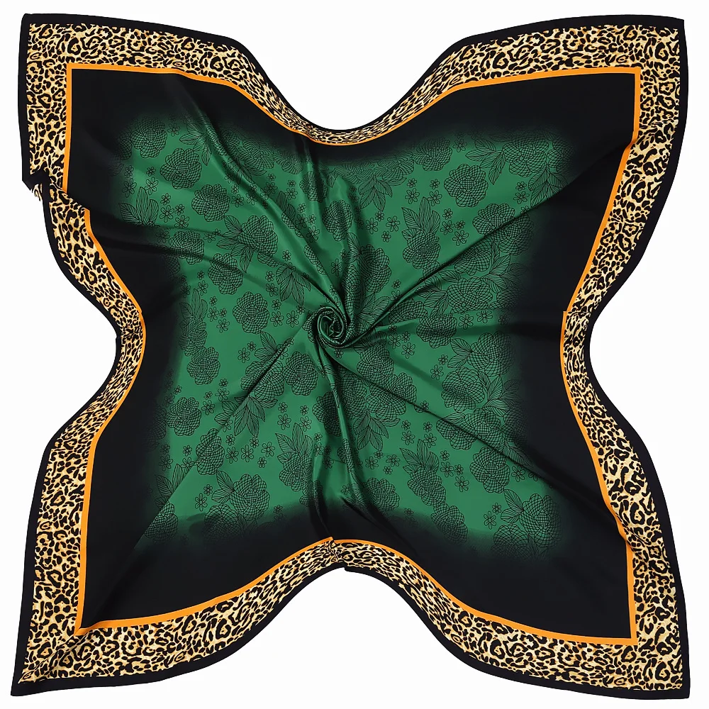 

130cm European Fashion Scarf Green Leopard Print Womens Shawl Versatile Gift Wrap All Season Decorative Square Accessory