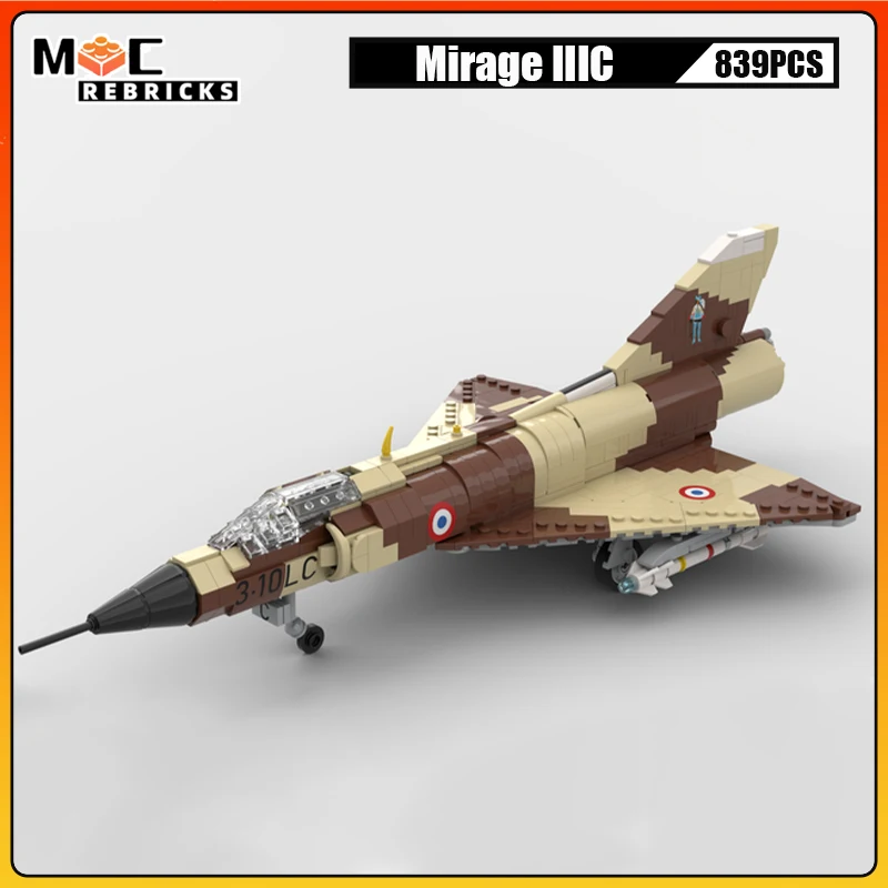 

Classic Battle Aircraft Mirage IIIC High-speed Fighter Building Blocks Assembly Air Missile Airplane Weapon Model Kid's Toy Gift