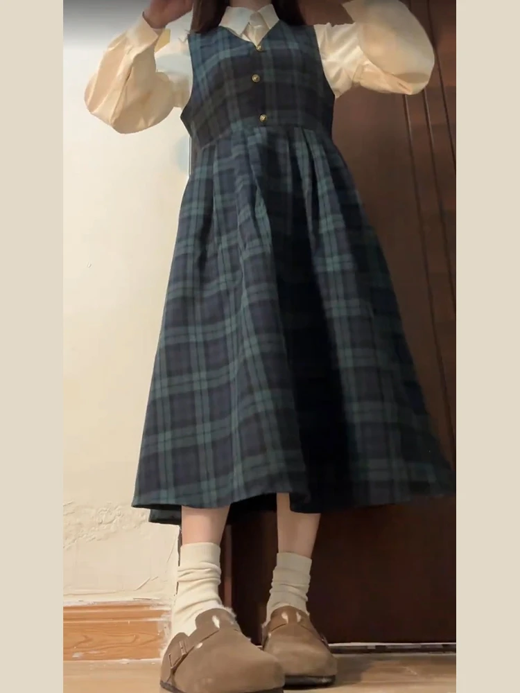Dulce estilo japonés College Wind Blouse Dr Mujer Otoño Invierno Nuevo Conjunto de tamaño pequeño combinado Moda Cintura a...