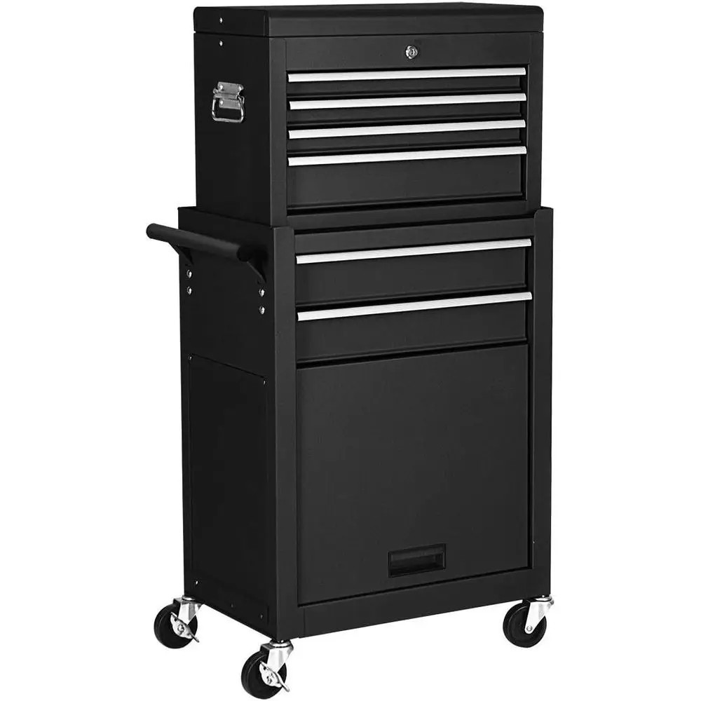 

Ящик для инструментов US Tool Chest 2-в-1 на колесах, органайзер для гаража, 6 ящиков, черный