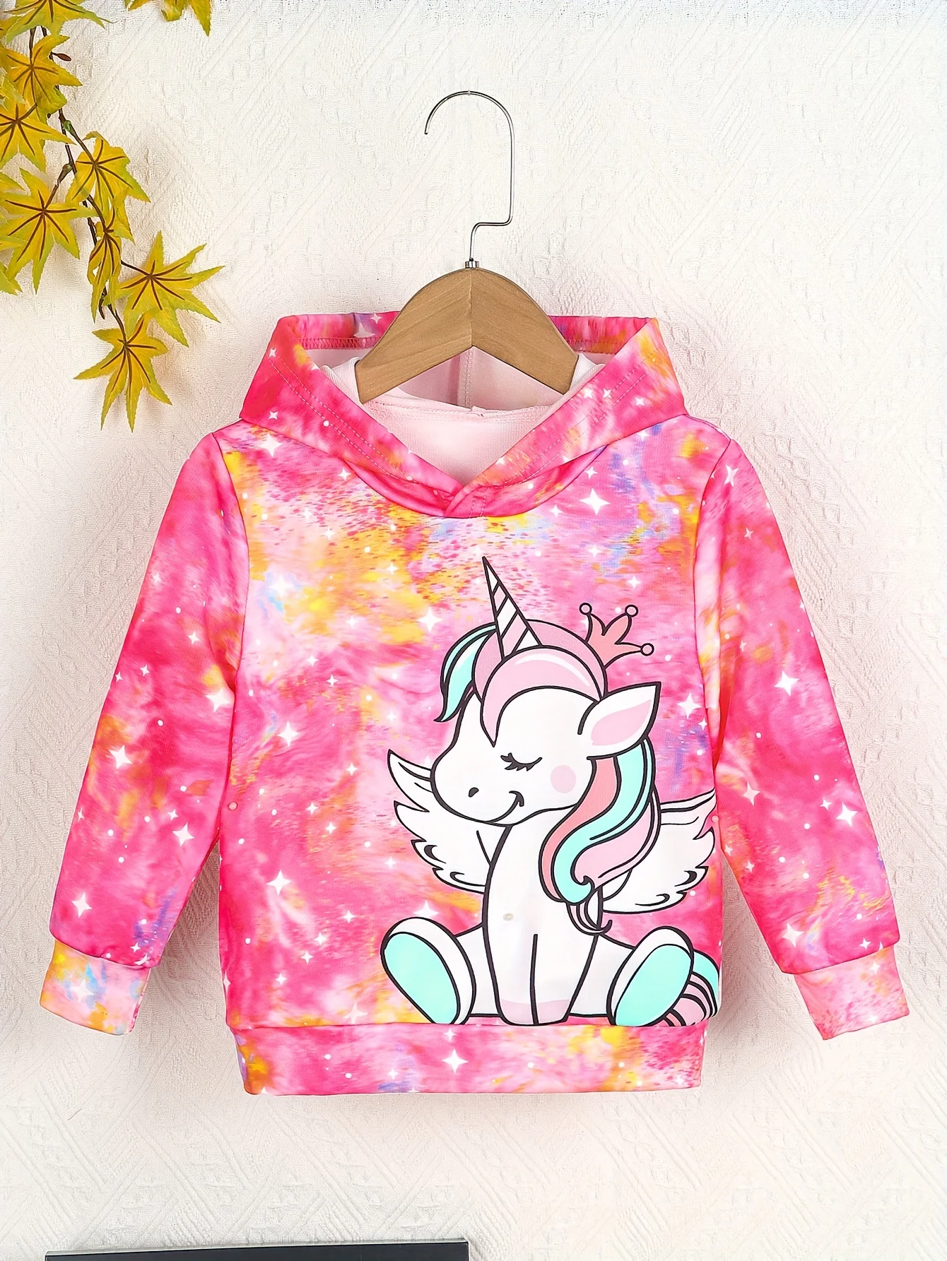 Hoodie For Girls Dye Rainbow Unicorn Graphic 3D Printed Casual Hooded Sweatshirt Tops Kids Clothing Spring Autumn Tops Clothing