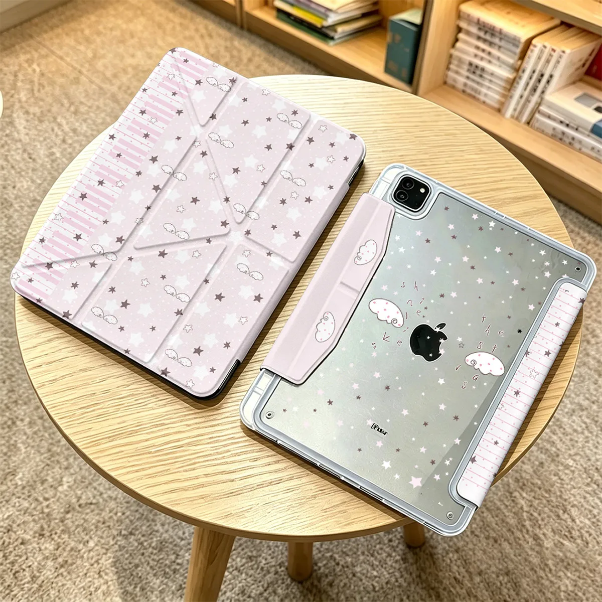 Pink Star Angel Wings Piano Key Couple For iPad Cover Pro Air M5 M4 M3 M2 2 1 11th A16 12.9