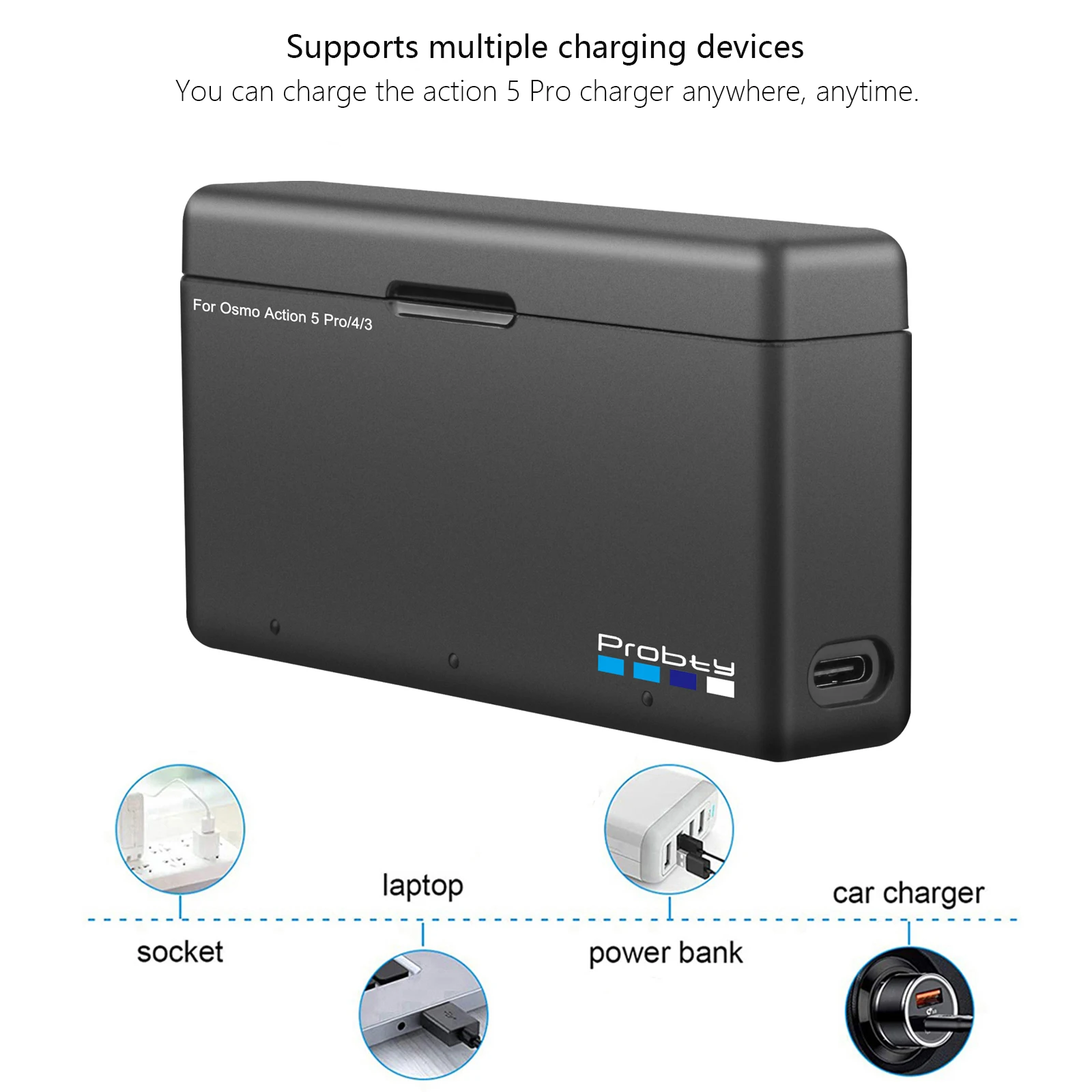 Многофункциональный чехол для аккумулятора Probty для DJI Osmo Action 5 Pro/Action 4, аксессуары для экшн-камеры DJI