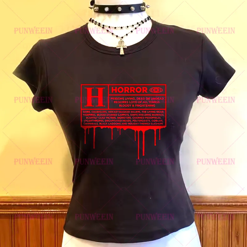 Y2K Graphic Baby Tee Crop - Punk Grunge Buchstaben-Grafik Camisole Top Gothic
