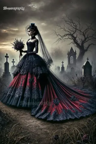 10 best sales svarta och röda brudklänningar - №8