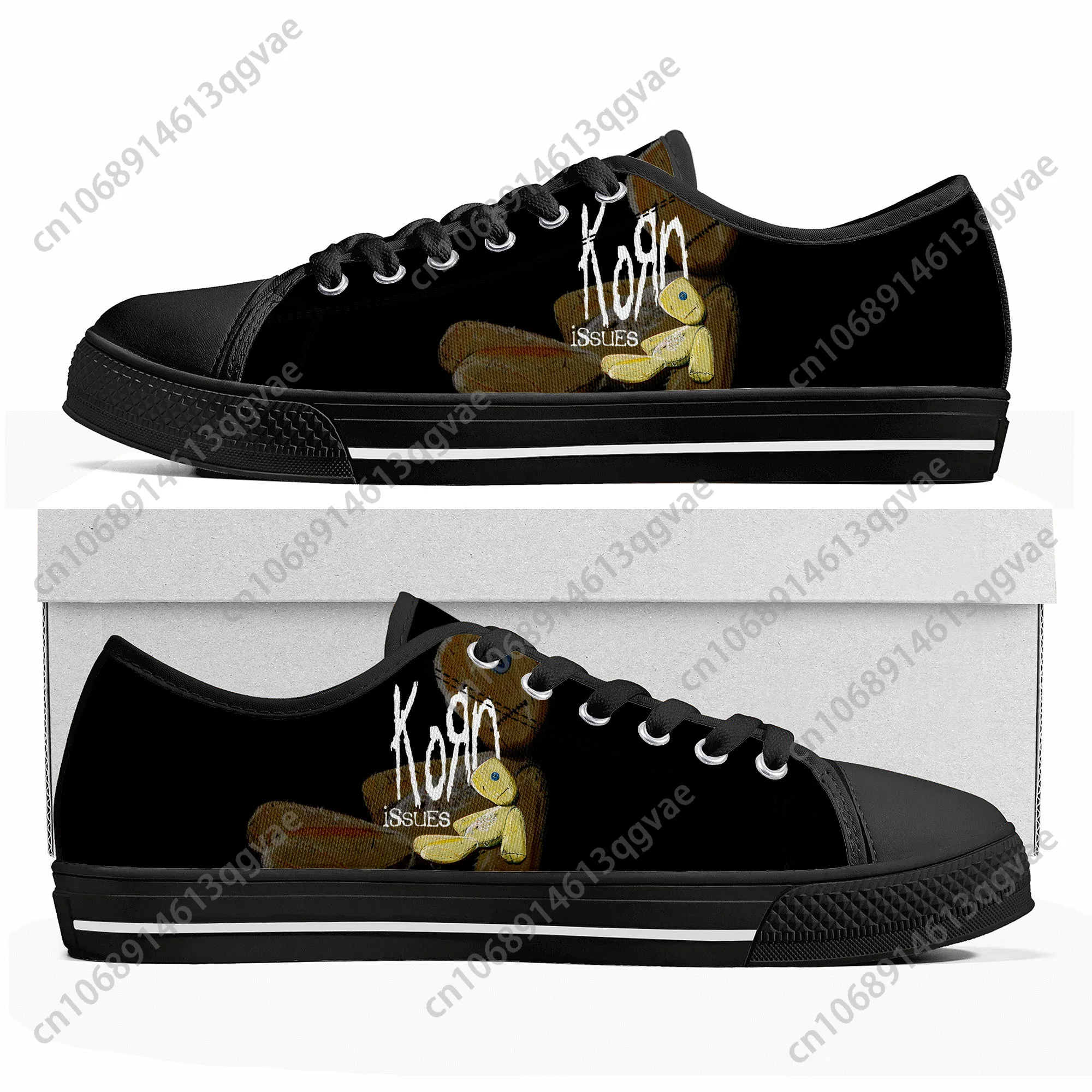 Korn Rock Band Low Top High Quality Sneakers Mens Womens Teenager Canvas Sneaker 3D Print Casual Couple Shoe Custom Shoe Black