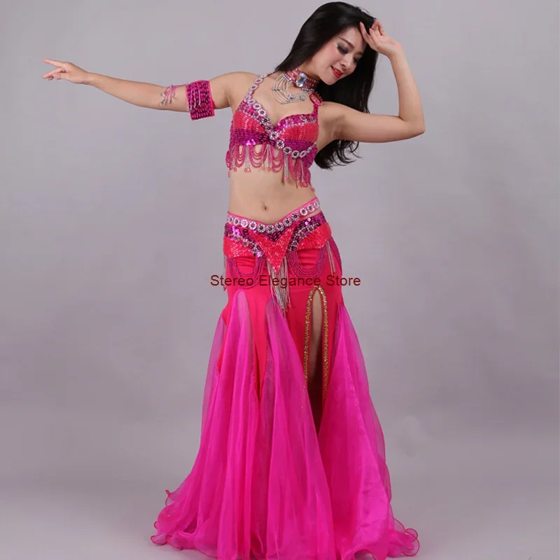 

Female Adult Belly Dance Costume Beaded Embroidery Five Piece Set Stage Costume Performance Costume Indian Dance Costume