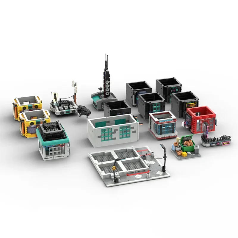 2025 Nuovo Moc Building Block Modello Cyberpunk Future City Modular Building Block Regalo Giocattolo per bambini Set di assemblaggio fai da te