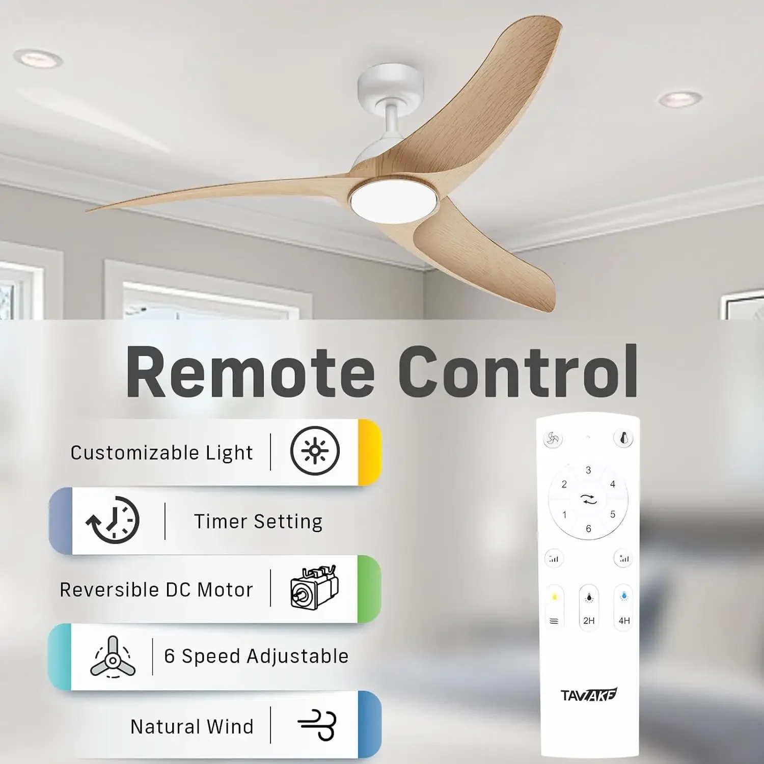 Ceiling Fans with Lights, 42 inch Low Profile Ceiling Fan with Light and Remote Control, Flush Mount, 3CCT, Dimmable, Quiet