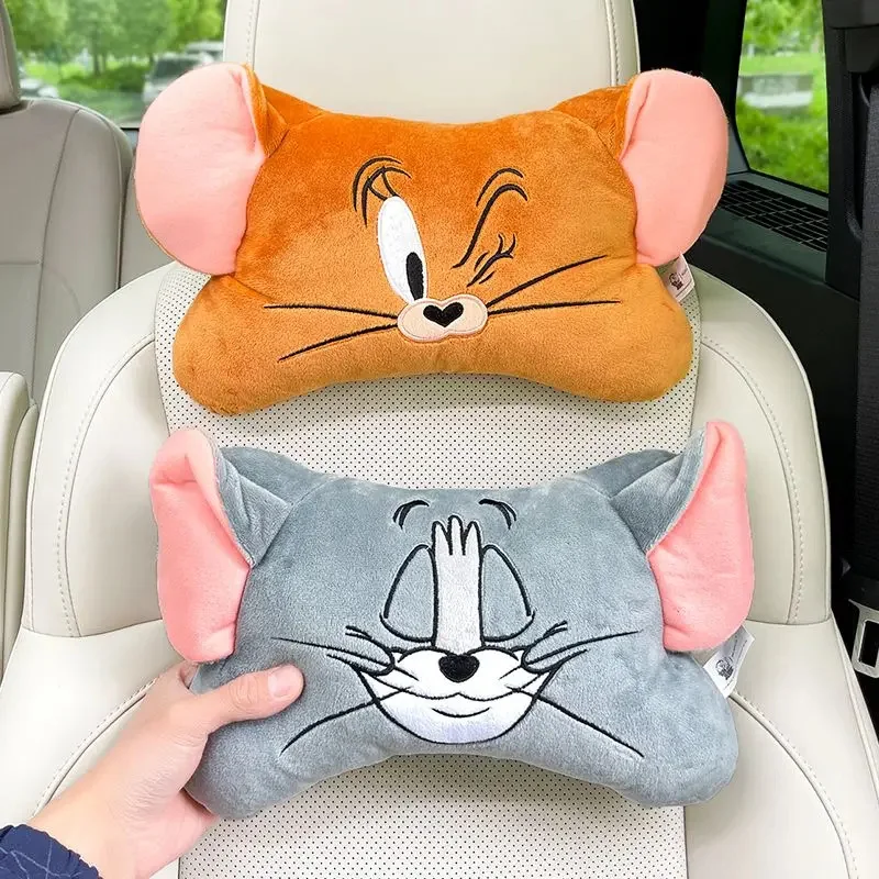 

New Car Headrest Cute Cat and Mouse Neck Pillow Seat Belt Shoulder Protector Cute Insurance Belt Interior Car Accessories