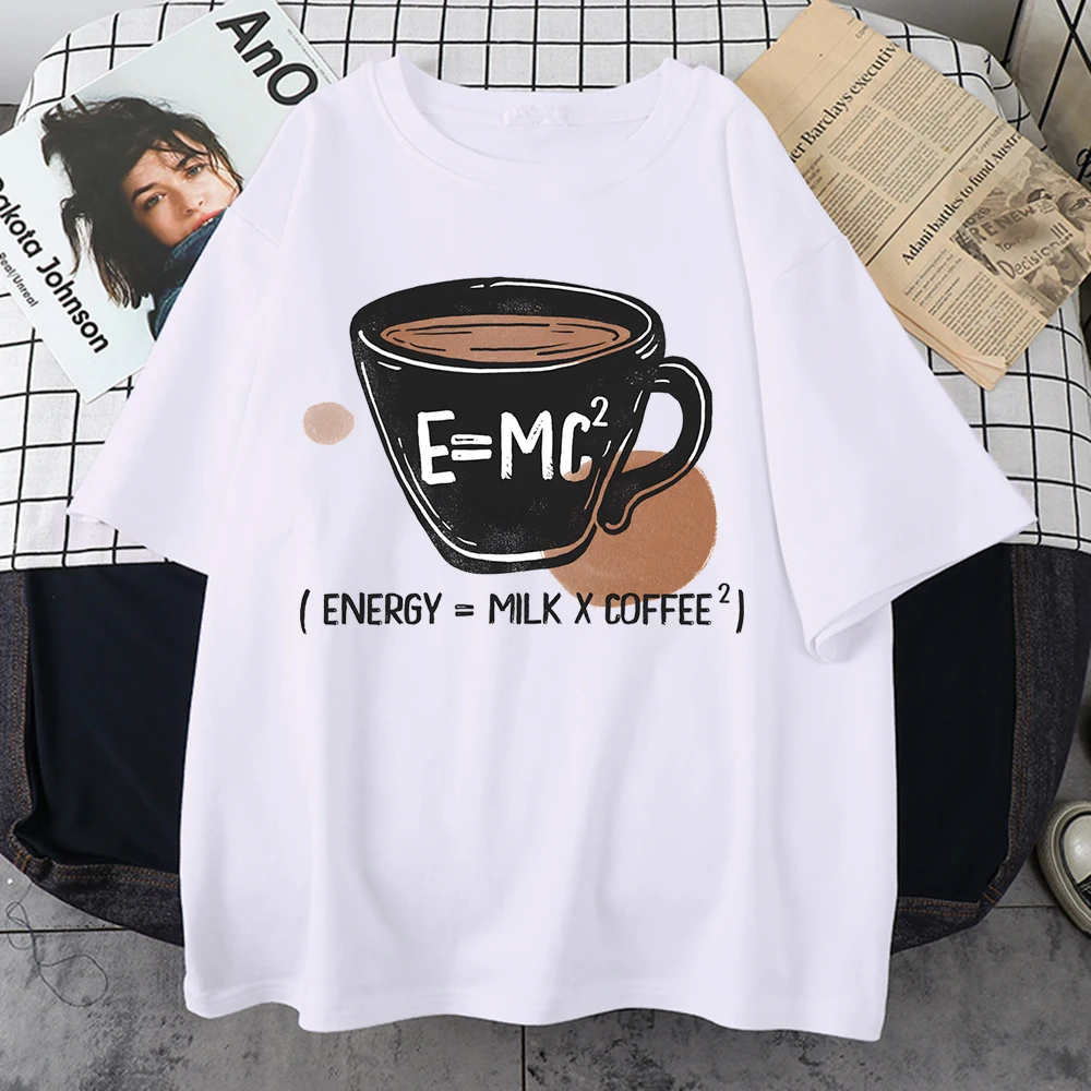 Emc Energy Milk Coffee Womens T-Shirts Fashion Cotton Tshirts Casual Comfortable Short Sleeve Loose Breathable Tee Shirts Woman