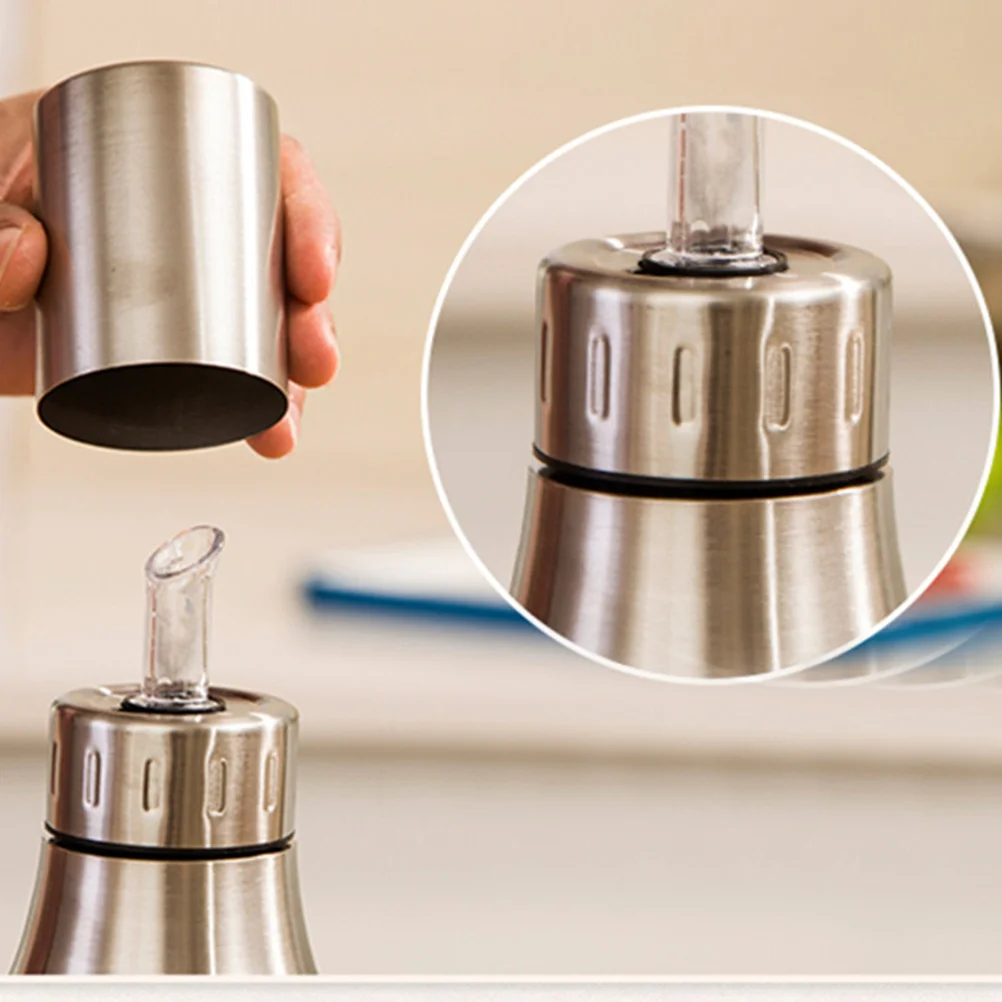 

750 Ml Oil Control Pot Cooking Dispenser Stainless Steel Container Glass Bottle