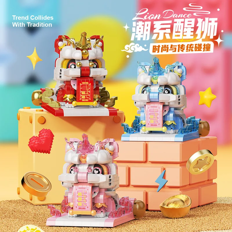 

Moc Bricks Sets Chinese Blocks Micro Bricks Building Set Miniature Lion 3d Model Diy Craft Toy Gifts For Adults Women Desk Decor