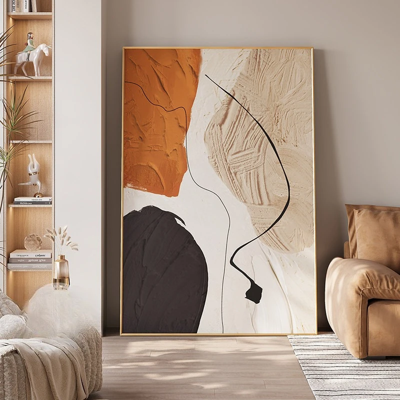 Cream Wind Morandi Abstract Decorative Painting Living Room Pink Art Hanging Painting High-end Entrance Wall Painting
