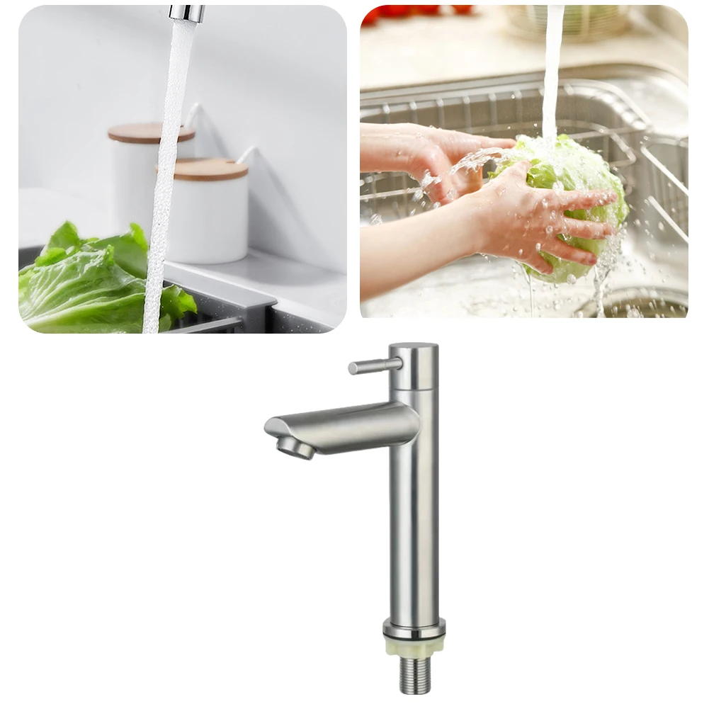 

Stainless Steel Bathroom Counter Basin Faucet Single Handle Washbasin Tap Basin Sink Tap Kitchen Bathroom Accessories