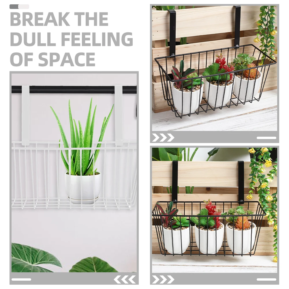 

2pcs Hanging Storage Baskets Iron Wire Basket Black White Bathroom Toiletries Rack Kitchen Laundry Organizer Storage
