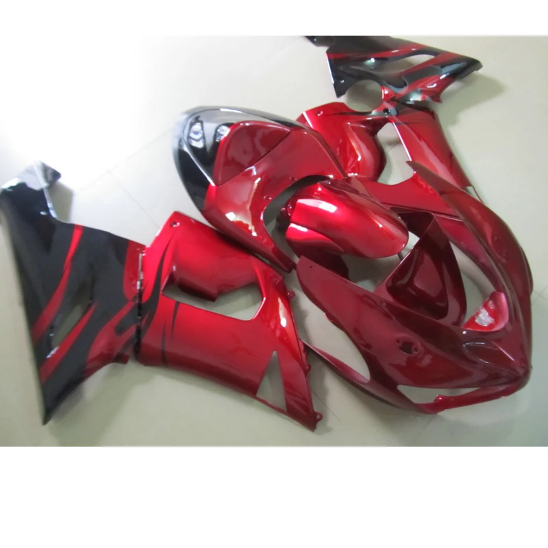 

Лучшая распродажа, кузовы мотоцикла для Kawasaki Ninja ZX6R, комплект обтекателей 2005 2006, красный, черный, пластиковый комплект обтекателей zx6r 05 06 FY23