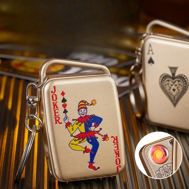 

New USB Charging Poker Pendant Lighter Electronic Metal Windproof Cigarette Lighter Gift Cigarette Accessories